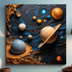 the planets are depicted in this modern art piece