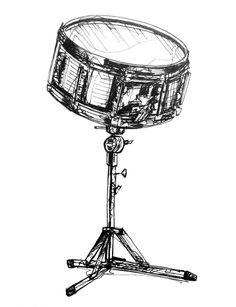 a drawing of a drum on a tripod with the legs extended to it's base