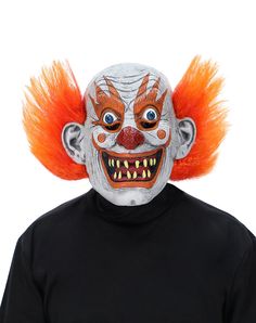 Get ready to terrorize everyone you know. This horrifying Sparky the Clown full mask is the perfect addition to your creepy clown costume. Put it on and prepare to scare this Halloween! Officially licensed Dimensions: 18" H x 10" W x 10" D Material: Latex, synthetic fibers Care: Spot clean Imported WARNING: Do not use if allergic to latex One size fits most Full Face Masks For Halloween Carnival, Halloween Horror Mask Costume Accessories, Full Face Costume Masks For Halloween, Novelty Red Masks And Prosthetics For Halloween, Novelty Masks And Prosthetics For Carnival And Halloween, Novelty Halloween Carnival Masks And Prosthetics, Novelty Masks For Carnival And Halloween, Creepy Clown Costume, Clown Mask