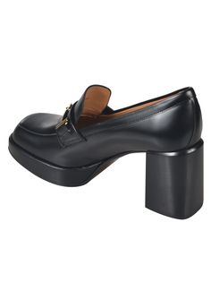 Leather, 100% | Tod's Women's Chain Loafers in Black | FW23/24 Leather Heels With Horsebit Detail For Office, Chic Calf Leather Platform Loafers For Office, Leather Shoes With Horsebit Detail And Round Toe, Leather Horsebit Detail Shoes With Round Toe, Elegant Leather Platform Loafers With Metal Feet, Chic Leather Loafers With Metal Feet, Leather Loafers For Evening In Fall, Evening Leather Loafers For Fall, Chic Evening Leather Loafers