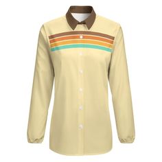 • Embrace the 70s with our 70s Style Top Women, a chic addition to your retro wardrobe.• This Beige Retro Stripe Top Women features a unique upper chest retro stripe print pattern in orange, brown, yellow, and turquoise.• Made from 100% polyester, this Vintage Style Blouse offers comfort and durability.• With its solid contrasting brown collar and elastic cuffs balloon sleeves, this Retro Top Women exudes vintage charm and style.Designed in California by Trendy Hip buys. Handmade to order from. overseas.100% polyester. Stripe Print Pattern, Women 70s, Vintage Style Blouses, Retro Wardrobe, 1940s Fashion Dresses, Vintage Inspired Shoes, 70s Blouse, Yellow And Turquoise, 1950s Fashion Dresses