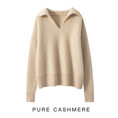 Oversized, V-neck, collared, solid color, cashmere knit sweater - available in beige and mocha colors. Great choice for cold weather - will keep you warm and comfortable. ONE SIZE Bust 115 cm; Length 61 cm. MATERIALS · 100% Cashmere CARE Hand wash at max. 30ºC/86ºF Do not use bleach Iron at a maximum of 110ºC/230ºF Do not dry clean Do not tumble dry Beige Wool V-neck Sweater For Fall, Elegant Beige Cashmere V-neck Sweater, Oversized Cashmere V-neck Sweater For Winter, Classic Cashmere V-neck Sweater In Soft Knit, Chic Cashmere V-neck Sweater For Winter, Oversized Cashmere Knitted Sweater, Oversized Knitted Cashmere Sweater, Oversized V-neck Polo Sweater For Fall, Chic Winter Cashmere Sweater