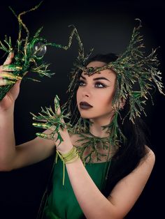 A magnificent set (all items can be purchased together or separately), which consists of a headdress with green branches, a ring, a necklace, earrings and a scepter. It will be a great addition to the image of the Forest Lady, Nymph, Forest Fairy and Elf. Accessory for a Met Gala party or secret garden party. Perfect for an alternative wedding. The tiara is attached at the back with an elastic band, so it fits any size and sits comfortably on the head. 100% designed and handmade by our designers Met Gala Party, Fairy Headdress, Forest Fairy Costume, Midsummer Festival, Fairy Tiara, Elf Tiara, Elf Crown, Elf Accessories, Wood Nymph