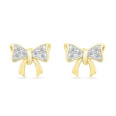 White Gold Bow Earrings For Gift, White Gold Bow Earrings For Formal Occasions, Anniversary White Gold Bow Earrings, Classic Bow Earrings For Anniversary, White Bow Earrings For Anniversary, Classic Bow Earrings For Party, Sterling Silver Diamond Earrings, Silver Diamond Earrings, Rose Gold Studs