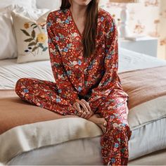 Summersalt X Rifle Paper Co. Garden Party Pj Set Satin Sleek Material Top And Bottom Size 2xl New With Tags Silky Pajamas, Cami Slip Dress, Classic Pajamas, Christmas Pajama Set, Floral Pajamas, Short Pj Set, Striped Pyjamas, Strawberry Fields, Womens Pyjama Sets