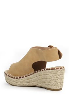 A woven espadrille wedge heel brings summery vibes to this chic sandal, finished with a peep toe and buckle strap closure. Sizing: True to size. 2.5" heel, 2" platform Espadrille wedge heel PU upper, manmade sole Imported This item cannot be shipped to Canada. Beach Platform Sandals With Open Heel, Synthetic Wedge Sandals With Open Heel For Vacation, Beach Wedge Sandals With Open Heel, Synthetic Open Heel Wedge Sandals For Vacation, Beach Wedge Sandals With Open Heel For Beach Season, Summer Platform Slingback Wedge Sandals, Beach Sandals With Platform And Open Heel, Summer Platform Open Toe Sandals, Beach Season Wedge Sandals With Open Heel