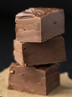 three pieces of chocolate stacked on top of each other