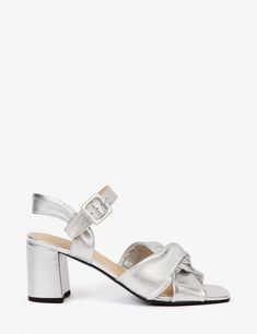 Infinity Metallic Sandal - Silver | Women's Sandals | Penelope Chilvers Silver Low Heel Slingback Sandals For Party, Silver Closed Toe Slingback Sandals For Spring, Silver Slingback Sandals For Formal Summer Events, Metallic Silver Heels With Ankle Strap, Chic Metallic Silver Open Toe Heels, Silver Closed Toe Slingback Sandals For Evening, Silver Slingback Sandals For Summer Evenings, Silver Slingback Sandals With Padded Heel For Party, Elegant Metallic Silver Heels For Summer