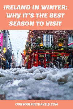 A snow covered Temple Bar in Dublin Ireland Winter In Ireland, Ireland Winter, Winter Landscapes, Irish Countryside