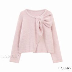 Lasaky - Irregular Side-Slit Bow Knit Sweater Loose Fit Long Sleeve Top Modesty Outfits, Pink Knit Sweater, Muslimah Fashion, Loose Sweater, Fashion Fits, Pink Top, Casual Style Outfits, Lookbook Outfits