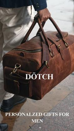 Why is this vintage travel bag very popular amongst leather bag manufacturers making this the most copied duffle design? First, it is handmade from the finest full-grain buffalo leather. Second, it is large enough to hold for the five-day trip & small enough for a carry-on. Third, its horseshoe opening makes it one of the easiest bags to pack. Fourth, emboss your initials to make it truly yours. Covered by 1-year warranty & 30 day-money-back guarantee. Free Express Delivery to the US, UK... Groom Room, Traveling Essentials, Hunter Brown, Leather Gear, Leather Duffle Bag, Rain Barrel, Mens Travel Bag, Luggage Cover, Leather Duffle