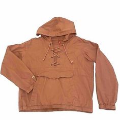 In very good condition, please see photos.UNIONBAY Pink Cotton Lace-Up Pocket Hooded Jacket Size L Drawstring Long Sleeve Outerwear For Outdoor Activities, Fall Windbreaker With Drawstring Hood And Long Sleeves, Hooded Parka With Drawstring For Outdoor Activities, Casual Hooded Windbreaker With Drawstring, Drawstring Parka For Outdoor Activities, Brown Cotton Long Sleeve Windbreaker, Cotton Windbreaker With Drawstring Hood, Brown Long Sleeve Windbreaker With Detachable Hood, Brown Hooded Cotton Parka