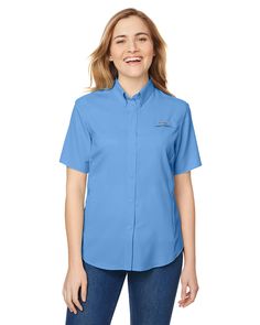 Ladies' Tamiami™ II Short-Sleeve Shirt - WHITECAP BLUE - XS | Columbia Women's Tamiami II Short-Sleeve Shirt in blue Size XS | Polyester Pink Plaid Shirt, Columbia Shirt, Short Sleeve Shirt Women, Outdoor Shirt, White Caps, Dress Shirts For Women, Womens Long Sleeve Shirts, Columbia Sportswear, Sleeves (women)