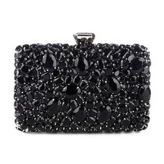 Black Evening Bag - Square, Gems, Silver Hardware, Charming – Luxy Moon Sparkling Crystal Bags For Party, Crystal Evening Bag With Bling For Party, Crystal Bling Evening Bag For Party, Crystal Clutch With Rhinestones For Party, Glamorous Crystal Clutch For Party, Chic Embellished Crystal Evening Bag, Chic Crystal Clutch For Evening, Embellished Crystal Clutch For Evening, Embellished Crystal Evening Clutch