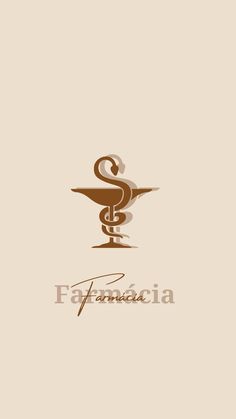 the logo for farmacia is shown in brown and tan colors, with a snake on