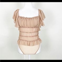 Brand New With Tags! Still Have Liner Intact Chic Beige Bodysuit For Spring, Chic One-piece Top For Beach, Elegant One-piece Summer Top, Elegant Fitted One-piece Top, Elegant One-piece Top For Spring, Beige Bodysuit For Spring Parties, Spring Beige One-piece Bodysuit, Chic Stretch One-piece Top, Beige One-piece Bodysuit For Spring