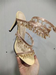 Advbridge Ankle Strap Crystal Sandals Woman Summer Elegant Rhinestone Women's Luxury Sandals Sweet Ladies High-heeled Sandals Wedding Wedding Sandals Heels, Luxury Sandals, Gladiator High Heels, Bling Sandals, Party High Heels, Sandals Wedding, Sandals Woman, Gladiator Shoes, Wrap Shoes