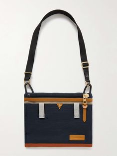 Shop MASTER-PIECE Link Leather-Trimmed Colour-Block Twill Messenger Bag, Explore the latest in-season MASTER-PIECE collection today on MR PORTER Messenger Bag For Men, Messenger Bag Men, Trim Color, Mr Porter, Blue Bags, Leather Trims, Messenger Bag, Color Blocking, Zip Pockets