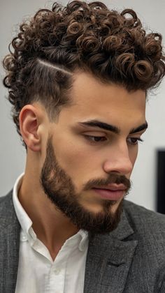 Chic hairstyles for men curly hair for Curly Man Bun ✨ Bun Hairstyles For Men, Curly Man Bun, Curly Man, Man Bun Hairstyles