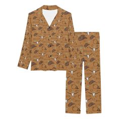 Everything Western Women's Western Pajama Set Take a ride to the Wild West with our 2 Piece Pajama Set! This cozy cowgirl set has everything you need for a night of relaxin' where you can hunker down in rustic western style. Get ready for some peace and quiet - yeehaw! 100% Polyester Top features a notch collar, long sleeves, and front button closure. Trousers feature an elastic waist and two-sided pockets. Two piece set. Comfy and smooth fabric. The women's two-piece pajamas are breathable and Western Women, Peace And Quiet, The Wild West, Timor Leste, Notch Collar, Plus Size Shopping, Print Pajamas, Blankets For Sale, Polyester Top