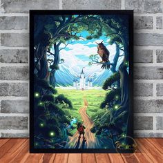 an art print of the wizard's castle and his cat