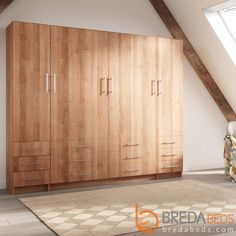 a large wooden cabinet sitting in the middle of a room