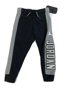 Jordan Jumpman Arc Fleece Sweat Pants Gray and Black Joggers Little Boys 4 NEW Size:  Boy's 4 (Length 21.75", Waist 9") Condition: New Model: 85A193-023 Shipping: Items ship next business day unless it's a holiday. Your tracking number will be uploaded to eBay asap. We only ship to a confirmed PayPal address, no exceptions. Items ordered on weekdays before 3:00 pm (EST) will be shipped same day. Returns: We accept returns within 30 days of purchase date if product does not match listing descript Jordan Hoodies, Boys Joggers, Jumpman Logo, Perfect Pant, Black Joggers, Sweat Pants, Black Design, New Model, Abs Workout