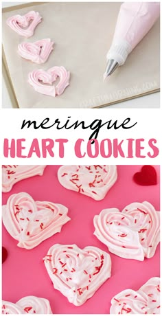 valentine's day cookies with white frosting and red sprinkles