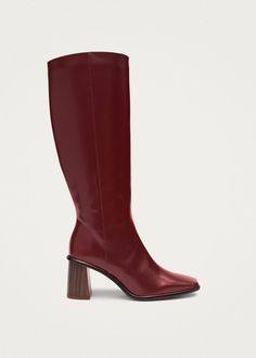 East Sleek Burgundy Leather Boots | ALOHAS