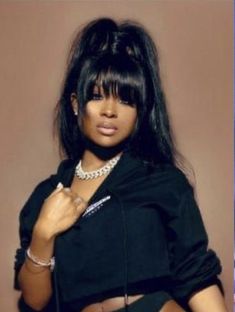 Updo Hairstyles With Bangs For Black Women, 90s High Ponytail Black Women, Half Up Half Down Shaved Sides, Braid Up Styles, 90s Bangs Hairstyles Black Women, Bangs With Long Side Pieces, Jayda Wayda Bangs, Date Hairstyles Black Women, Quick Weave With Bangs Black Women