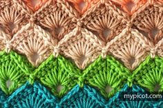 the crochet pattern is made up of different colors