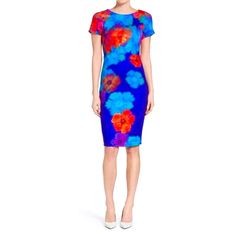 Gorgeous Nwt Nordstrom Felicity & Coco Floral Lizette Dress Size X-Large Blue Fitted Printed Dress, Fitted Blue Printed Dress, Blue Printed Fitted Midi Dress, Fitted Blue Printed Midi Dress, Blue Floral Print Sheath Midi Dress, Blue Sheath Midi Dress For Summer, Blue Floral Print Bodycon Dress, Pink Wrap Dress, Bianca Dress