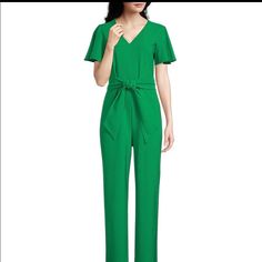 Preston & York Gorgeous Green Jumpsuit Size 14 New With Tags. V-Neck Front Tie Short Flutter Sleeves Kayla Jumps Size 14 Nwt Excellent For The Office Party Or Date Night It’s A Philly Thing Eagles Green Green V-neck Jumpsuit For Work, Green V-neck Jumpsuit For Formal Occasions, Green V-neck Formal Jumpsuits And Rompers, Light Blue Casual Dress, Black Lace Pants, Ankle Pants Women, Blue Dress Pants, Casual Dress Pants, Wide Leg Palazzo Pants