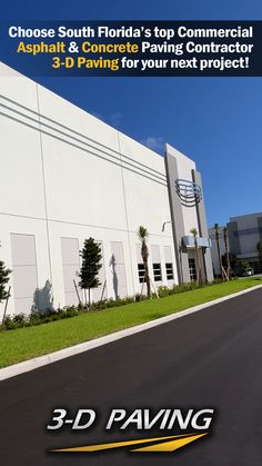 Freshly applied asphalt at an industrial warehouse building project by 3-D Paving. Types Of Communities, Concrete Paving, Unique Perspective, Grocery Stores, Local Business, Small Family, Local Businesses