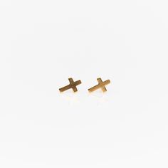 Stud Earrings - Nashelle Minimalist Cross Earrings For Gift, Elegant Cross Earrings For Everyday, Everyday Elegant Cross Earrings, Elegant Everyday Cross Earrings, Minimalist Hypoallergenic Cross Earrings, Minimalist Gold Cross Earrings, Cross Symbol, Cross Earrings Studs, Silver Moon