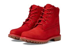 Timberland 50th Anniversary Edition 6-Inch Waterproof - Women's Boots : Medium Red Nubuck : Highlight your individuality wearing the stylish Timberland 50th Anniversary Edition 6-Inch Waterproof. Crafted from waterproof premium leather, this pair of boots features padded leather collar, round toe design, lace-up closure, and 200 grams of warm, down-free PrimaLoft insulation. Leather lining and insole. Rubber outsole. Imported. Measurements: Heel Height: 1 1 4 in Weight: 1 lb 8 oz Circumference: 7 in Product measurements were taken using size 7, width B - Medium. Please note that measurements may vary by size. Red Timberland Boots, Red Timberlands, Paradise Pictures, Timberland Boots Women, Womens Waterproof Boots, Fame Dr, Timberlands Women, Cute Boots, Leather Collar