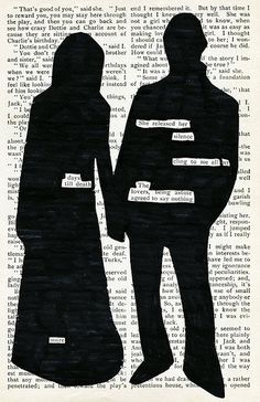 two people standing next to each other in silhouette