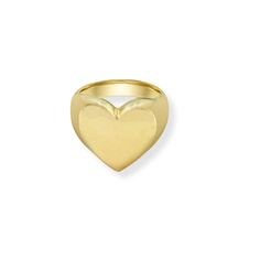 14K Gold-Plated Sterling Silver Gold Heart Cut Classic Signet Ring, Classic Gold Heart Cut Signet Ring, Heart Signet Ring, Zodiac Rings, Baguette Ring, Square Rings, Pinky Ring, Chain Ring, Gold Heart