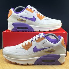 Nike Air Max 90 Ltr (Gs) Sneakers Shoes Sizes White/Action Grape Dv3607-103 >Brand New Never Worn And In Amazing Condition, Comes With Box! (Missing Lid) No Rips/Tears/Stains Anywhere On The Shoes. If You Have Any Questions Please Message Me And I’ll Get Back To You As Quickly As Possible. >If You Like This Pair Of Shoes You May Like Some Of My Other Pairs As Well, I Have Over 1,000 Pairs To Choose From I Give Discounts On All Bundles Purple Air Max Cushioned Lace-up Sneakers, Nike Purple Sporty Sneakers, Purple Nike Sporty Sneakers, Nike Sporty Purple Sneakers, Purple Lace-up Jogging Sneakers, Purple Lace-up Sneakers For Jogging, Purple High-top Running Shoes For Jogging, Nike Purple Running Shoes For Light Sports, Purple Sporty Sneakers With Air Max Cushioning