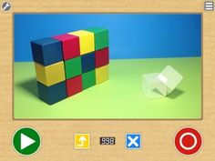 an image of a cube made out of different colored blocks and numbers on the screen