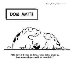 a cartoon dog with two smaller dogs on it's back and the words dog math above