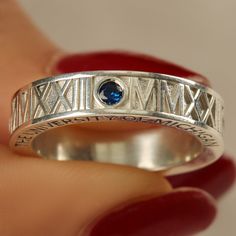 "Custom College Class Ring, School Ring, Graduation Gif, Personalized University Ring, High School Class Ring, Fraternal Rings, Special Gifts Great graduation gift for her/him. Fully customizable jewelry. ( For the price for 8k, 14K or 18K please send us a message) - Bandwidth in the product photo is 5 mm approx. 7,5 gr 925K solid silver (It can also be made in 6mm or 7 mm bands as well, please send us a message for the price) - Your personalized ring comes in a pretty gift ring box ready for gi Silver Engraved Gemstone Ring For Promise, Symbolic Engraved Gemstone Ring As Gift, Sterling Silver Engraved Ring With Gemstone For Anniversary, Formal Sterling Silver Engraved Ring With Birthstone, Formal Silver Engraved Ring With Birthstone, Formal Sterling Silver Birthstone Engraved Ring, Sterling Silver Engraved Gemstone Ring Gift, Engraved Sapphire Ring For Anniversary, Handmade Engraved Ring For Anniversary