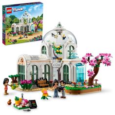 the lego friends house is set up in front of a box with flowers on it