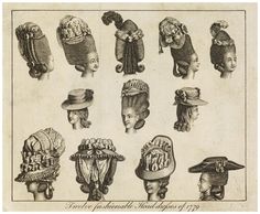 1770 Fashion, 18th Century Wigs, Historical Fashion 1700s, London Prints, Head Dresses, Museum Of London