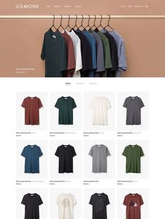 an image of clothes and t - shirts displayed on a storefront page with the word ugmonk above it