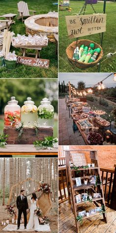 a collage of photos showing different types of wedding decorations and decorating on display