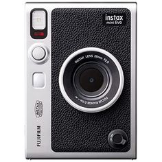 an instax mini - ev camera is shown with the lens pointed up to the side