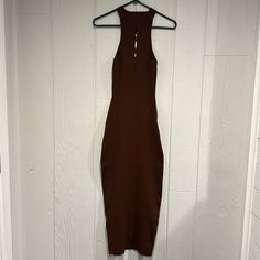 Nwt Excellent Condition Jewel Neckline Sleeveless Cut Away Sleeves 100% Polyester Machine Wash, Line Dry Made In Turkey Bust 36.25 Inches Waist 29.25 Inches Hip 38.75 Inches Brown Sleeveless Stretch Maxi Dress, Brown Bodycon Midi Dress For Date Night, Brown Midi Bodycon Dress For Date Night, Sleeveless Brown Maxi Dress For Night Out, Brown Sleeveless Bodycon Dress For Date Night, Brown Ribbed Dress For Date Night, Brown Stretch Halter Neck Dress, Stretch Brown Halter Neck Dress, Stretch Brown Midi Dress For Date Night