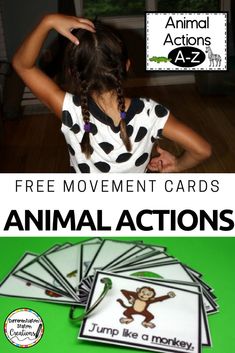 the free movement cards for animal actions are perfect to use with your child's hands