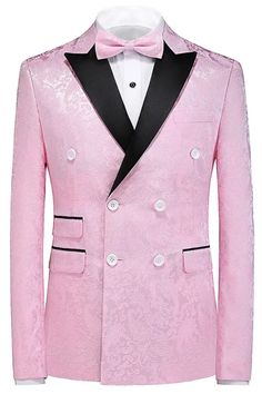 a pink tuxedo jacket with black lapel